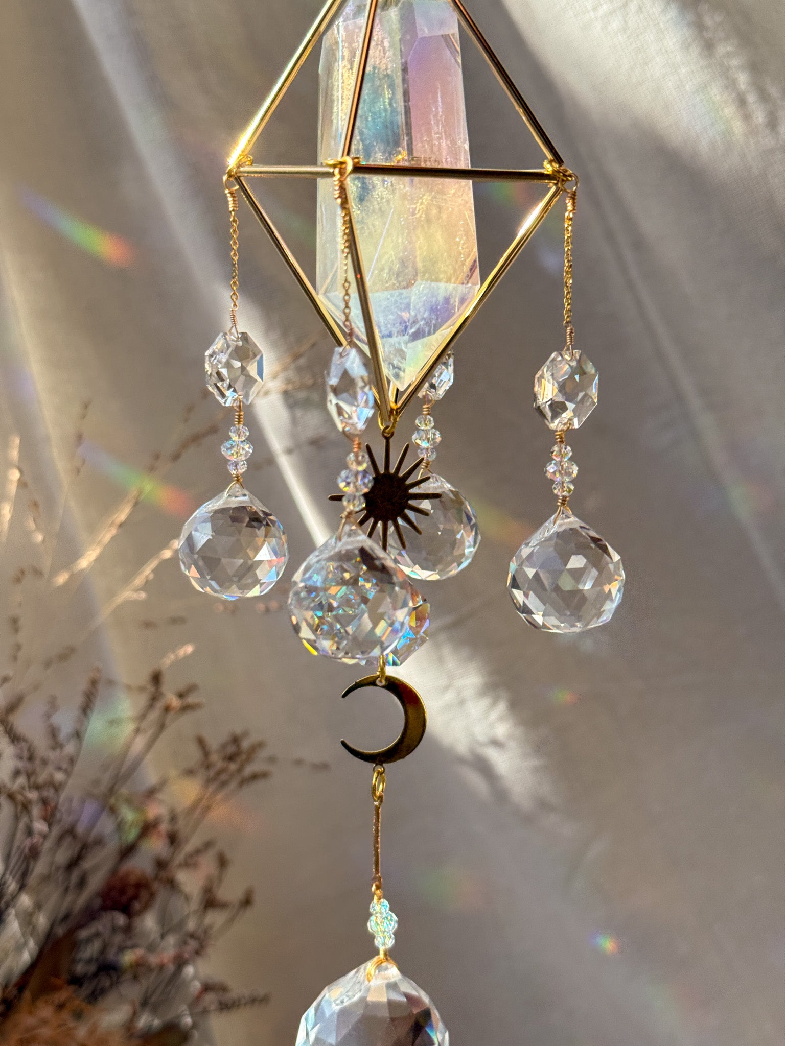 SUN and MOON - Rainbow Aura Quartz