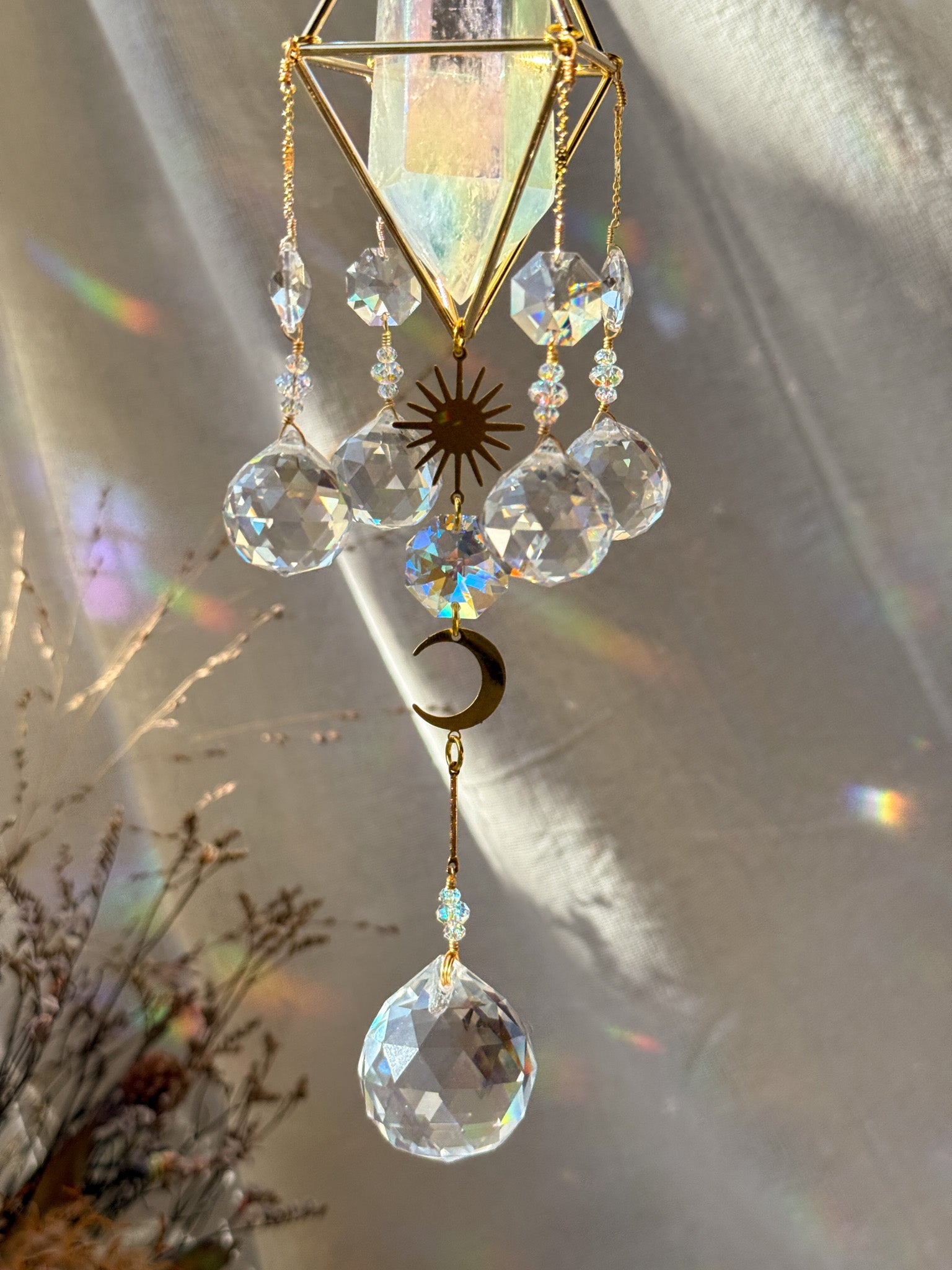 SUN and MOON - Rainbow Aura Quartz