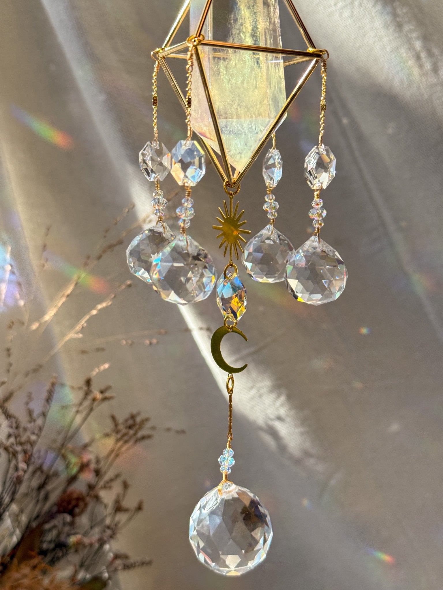 SUN and MOON - Rainbow Aura Quartz