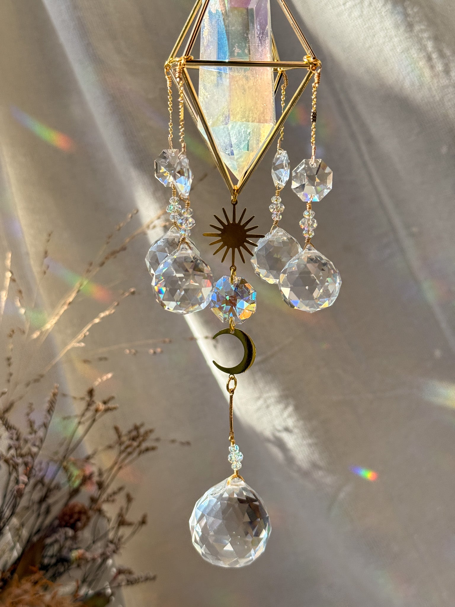 SUN and MOON - Rainbow Aura Quartz