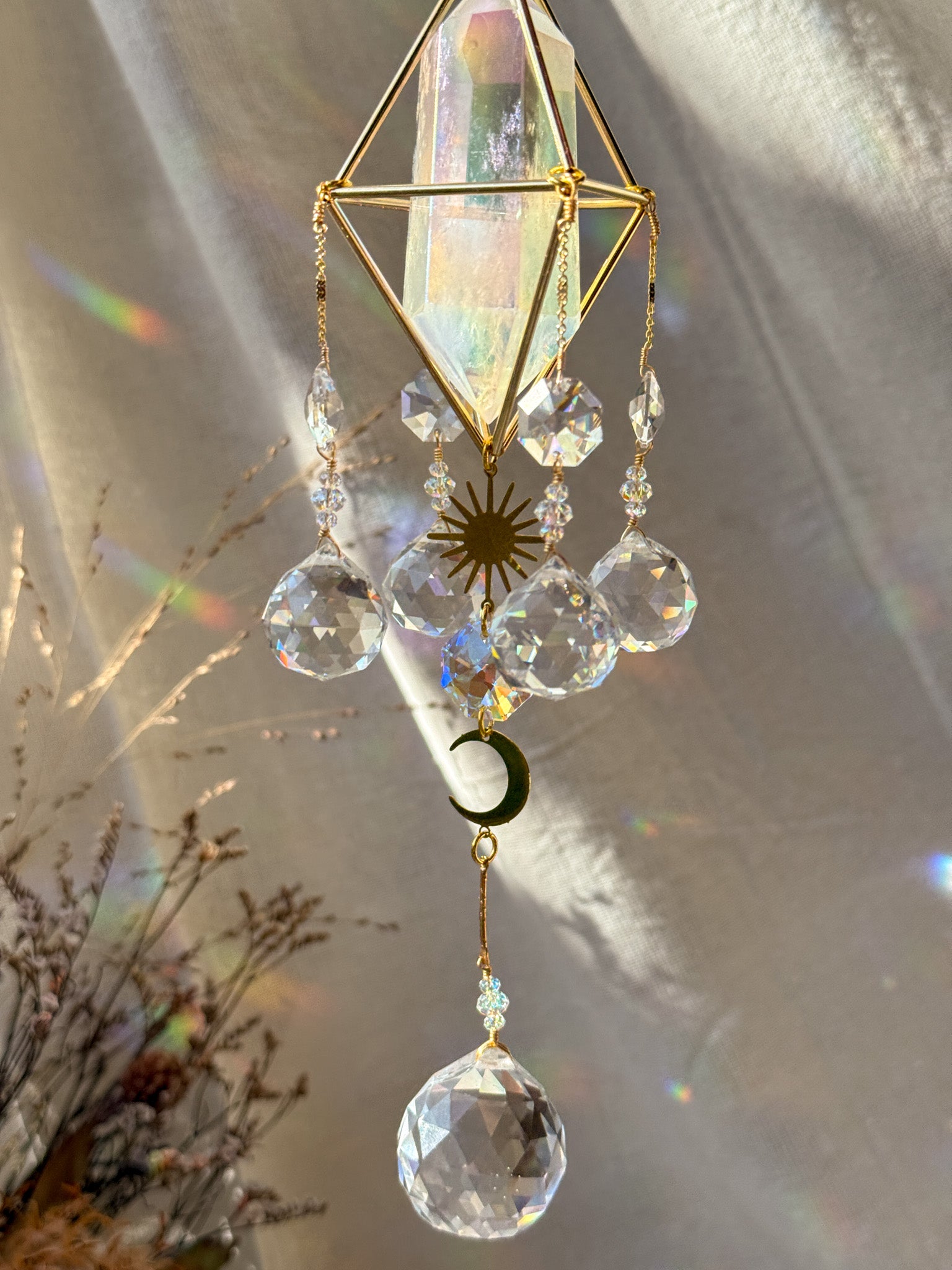 SUN and MOON - Rainbow Aura Quartz