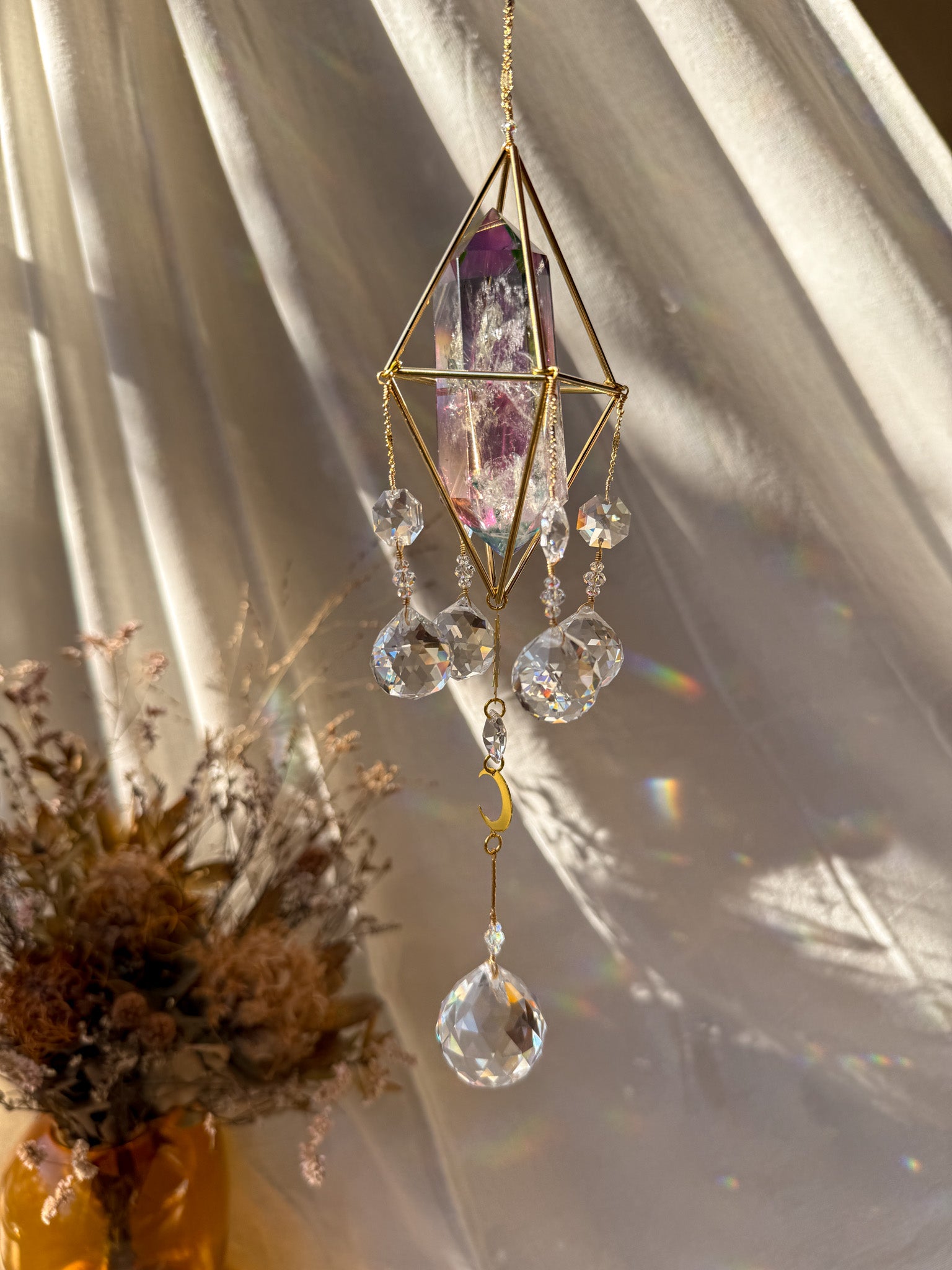 SUN and MOON - Galaxy Rainbow Aura Quartz