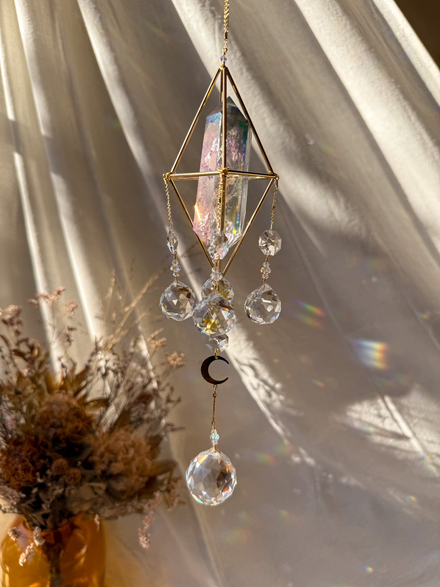 SUN and MOON - Galaxy Rainbow Aura Quartz