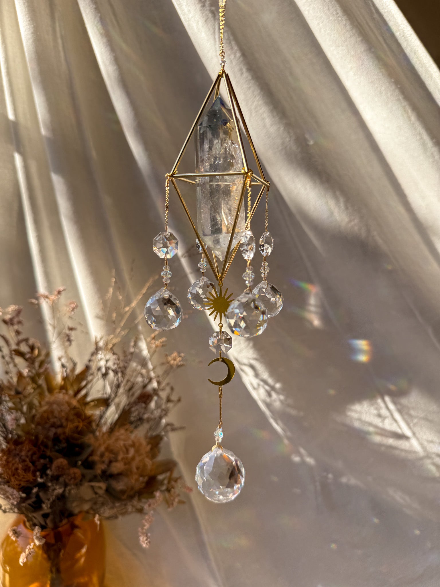 SUN and MOON - Galaxy Rainbow Aura Quartz