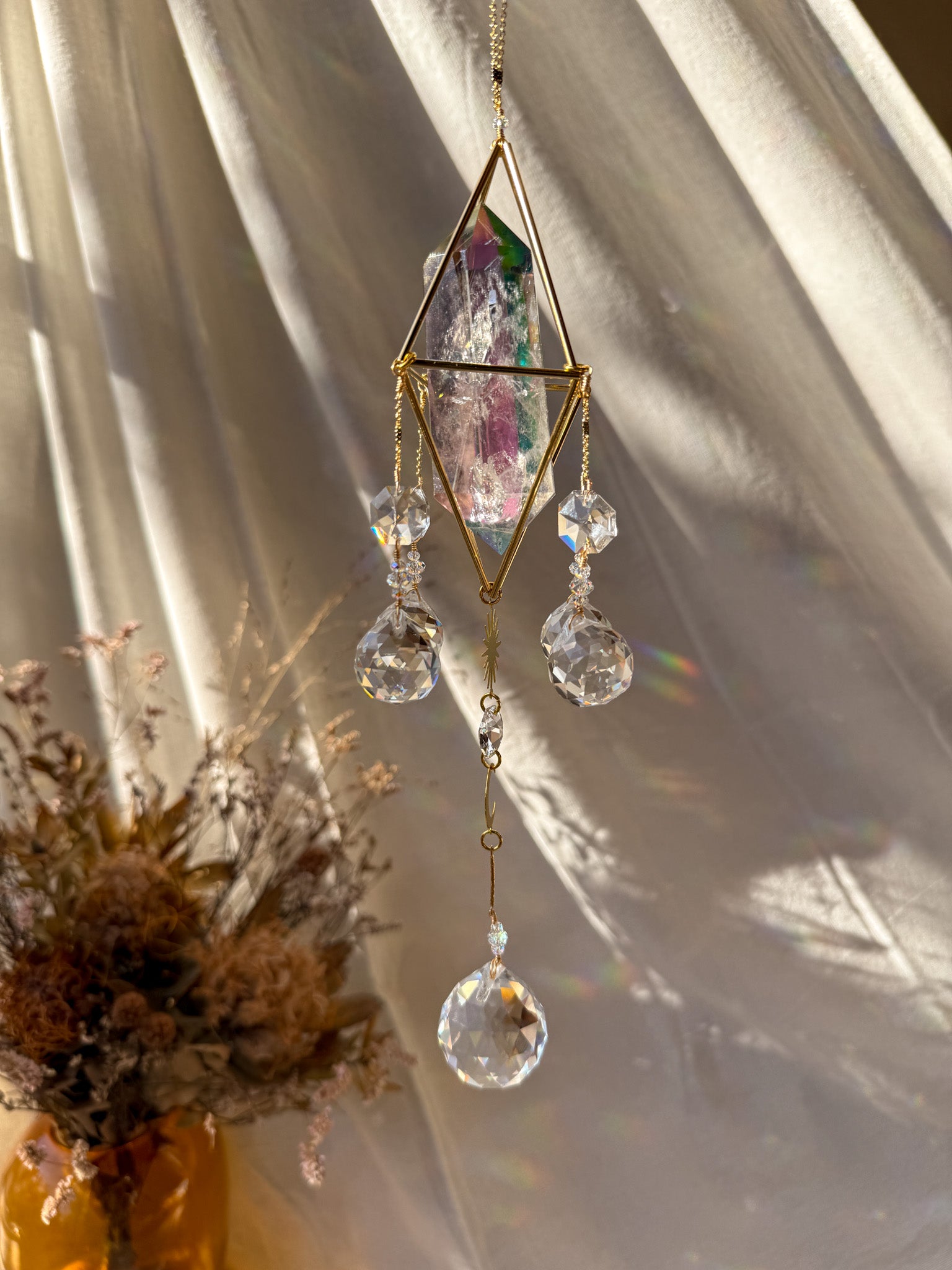 SUN and MOON - Galaxy Rainbow Aura Quartz