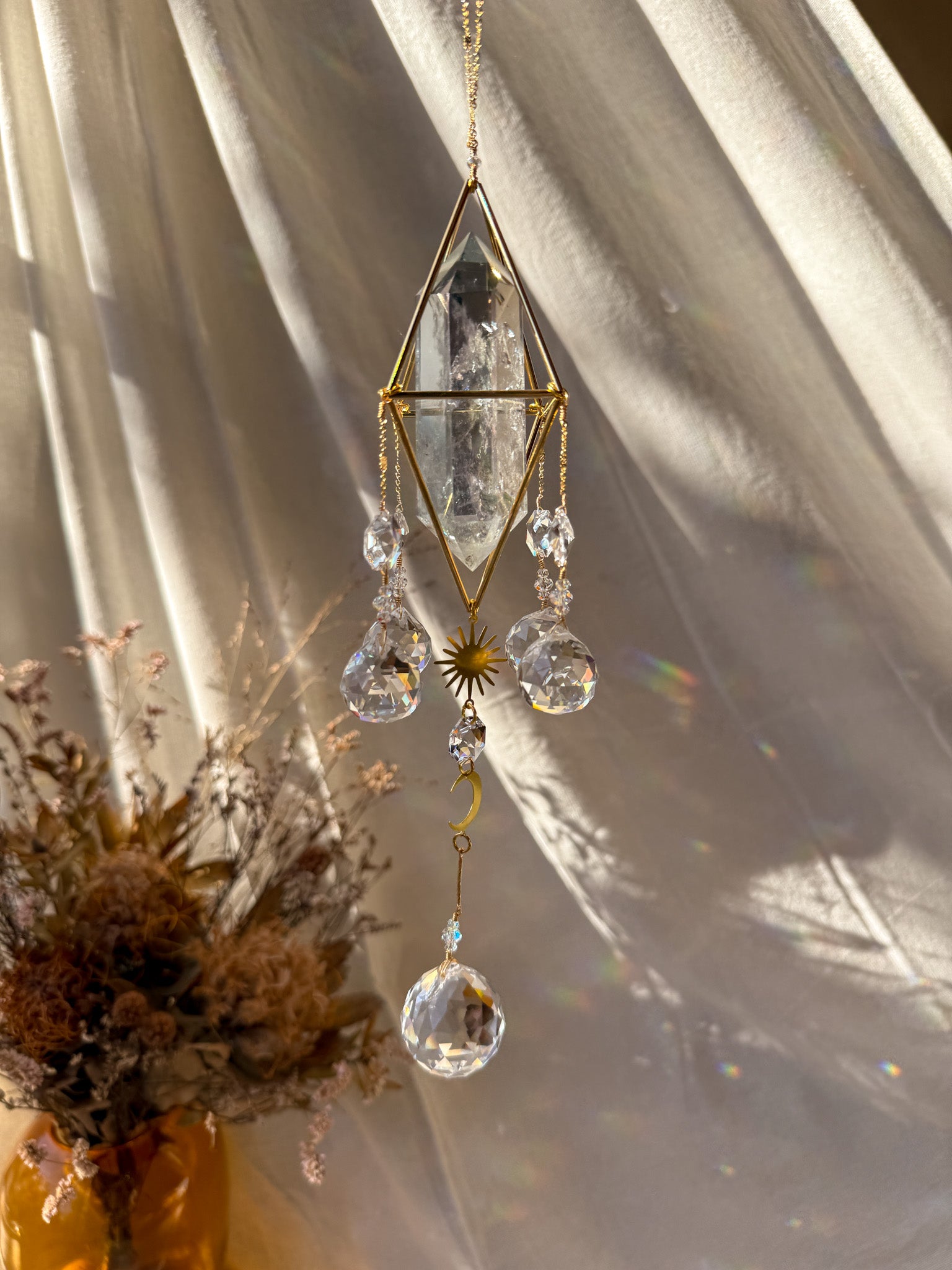 SUN and MOON - Galaxy Rainbow Aura Quartz