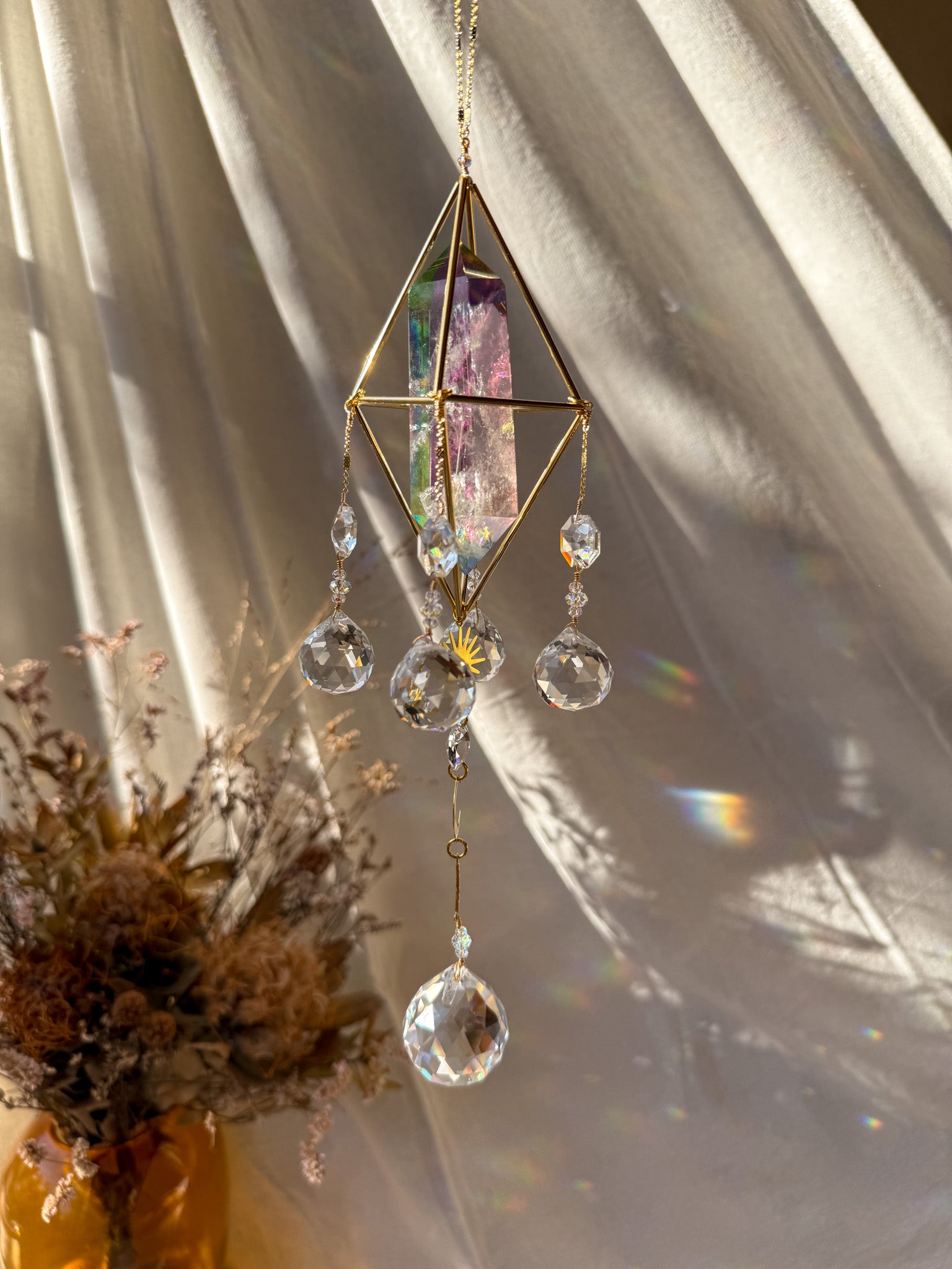 SUN and MOON - Galaxy Rainbow Aura Quartz