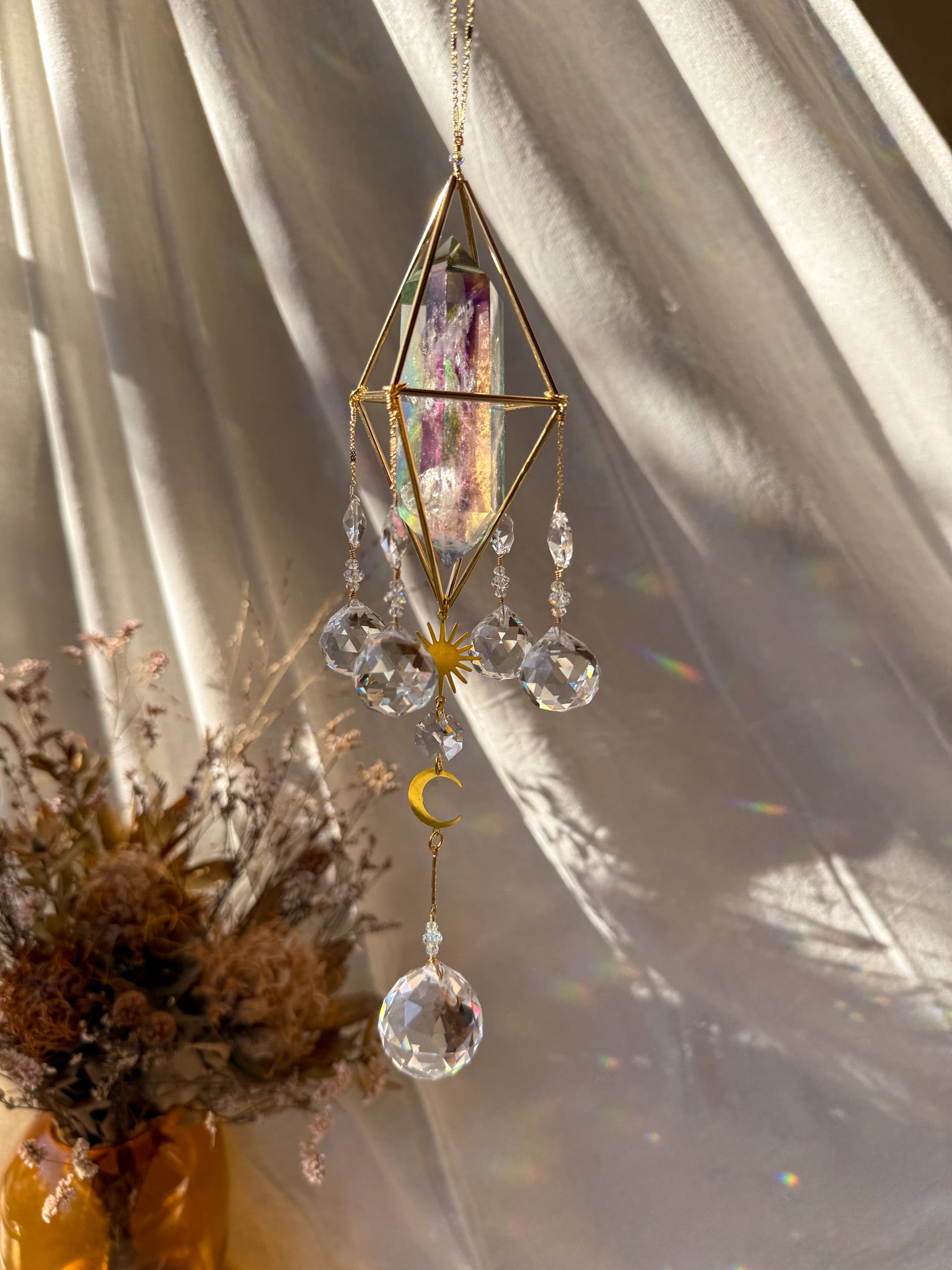 SUN and MOON - Galaxy Rainbow Aura Quartz