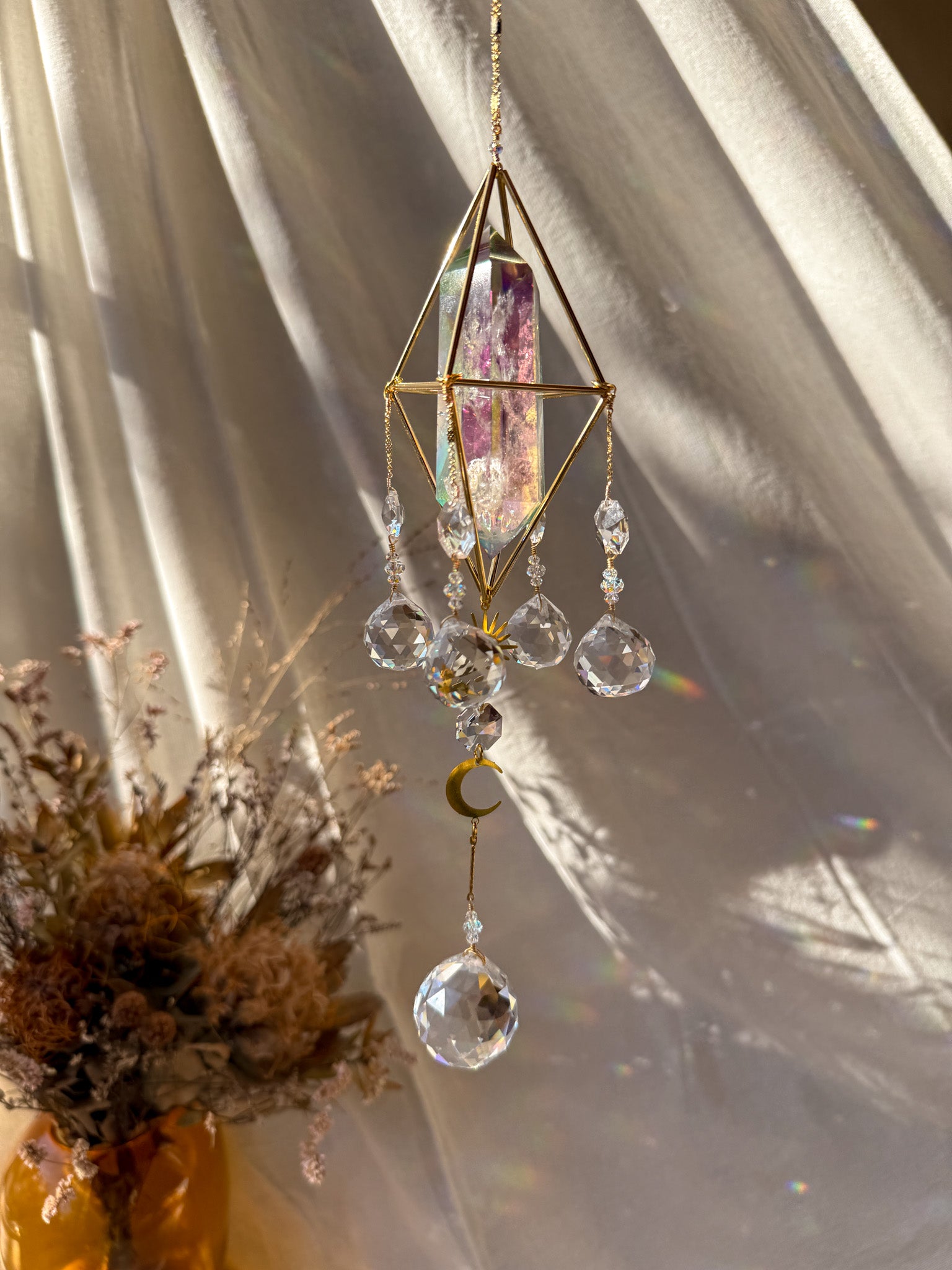 SUN and MOON - Galaxy Rainbow Aura Quartz