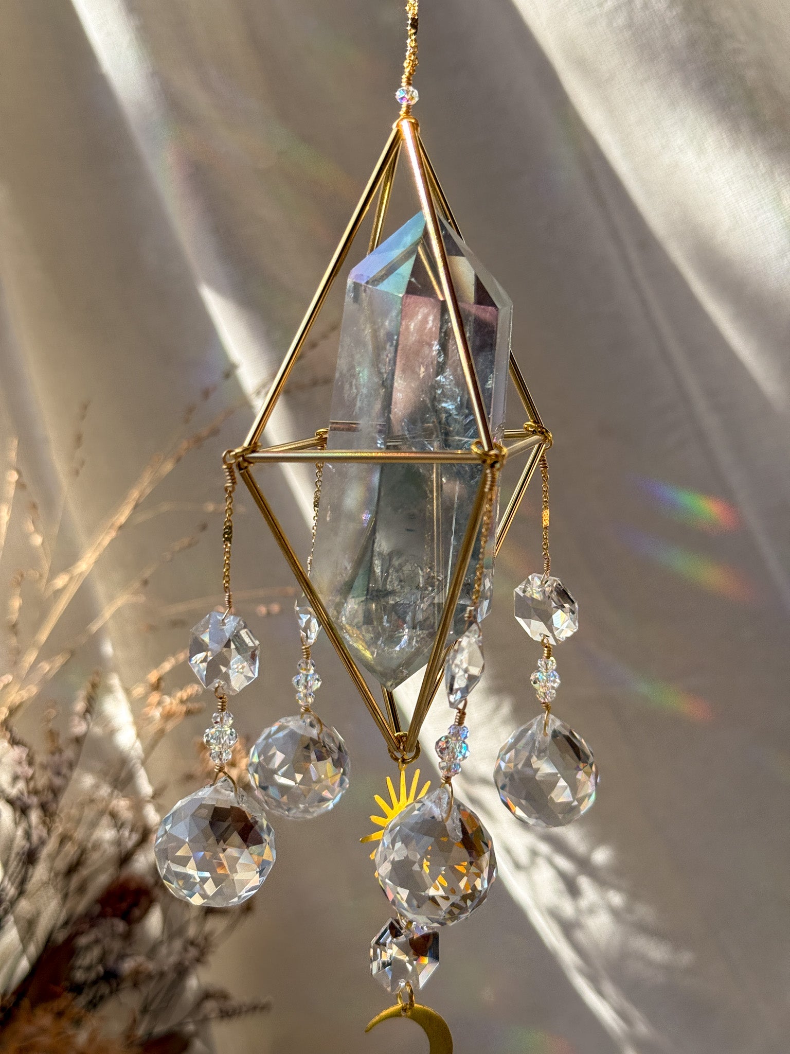 SUN and MOON - Galaxy Rainbow Aura Quartz