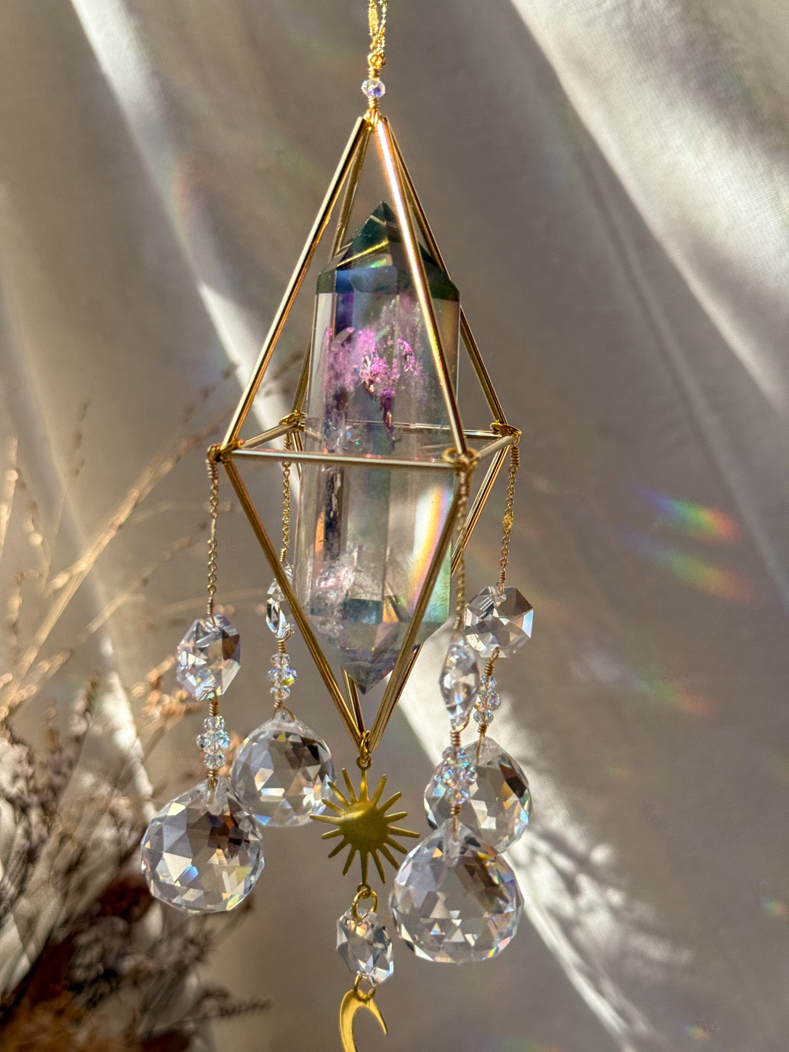 SUN and MOON - Galaxy Rainbow Aura Quartz