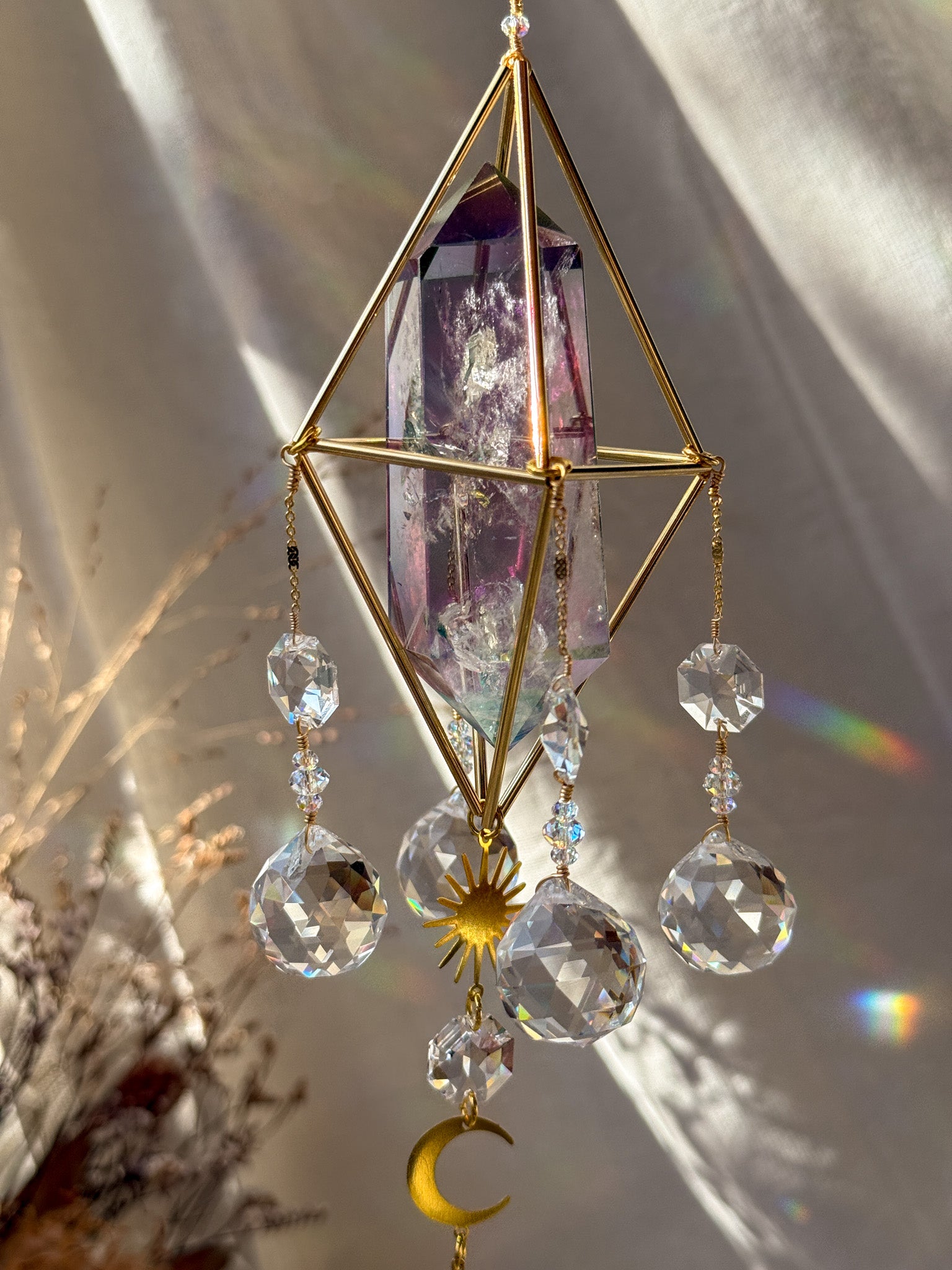 SUN and MOON - Galaxy Rainbow Aura Quartz