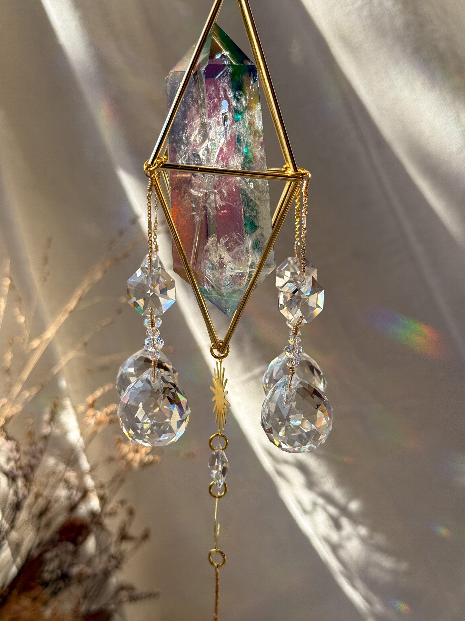 SUN and MOON - Galaxy Rainbow Aura Quartz