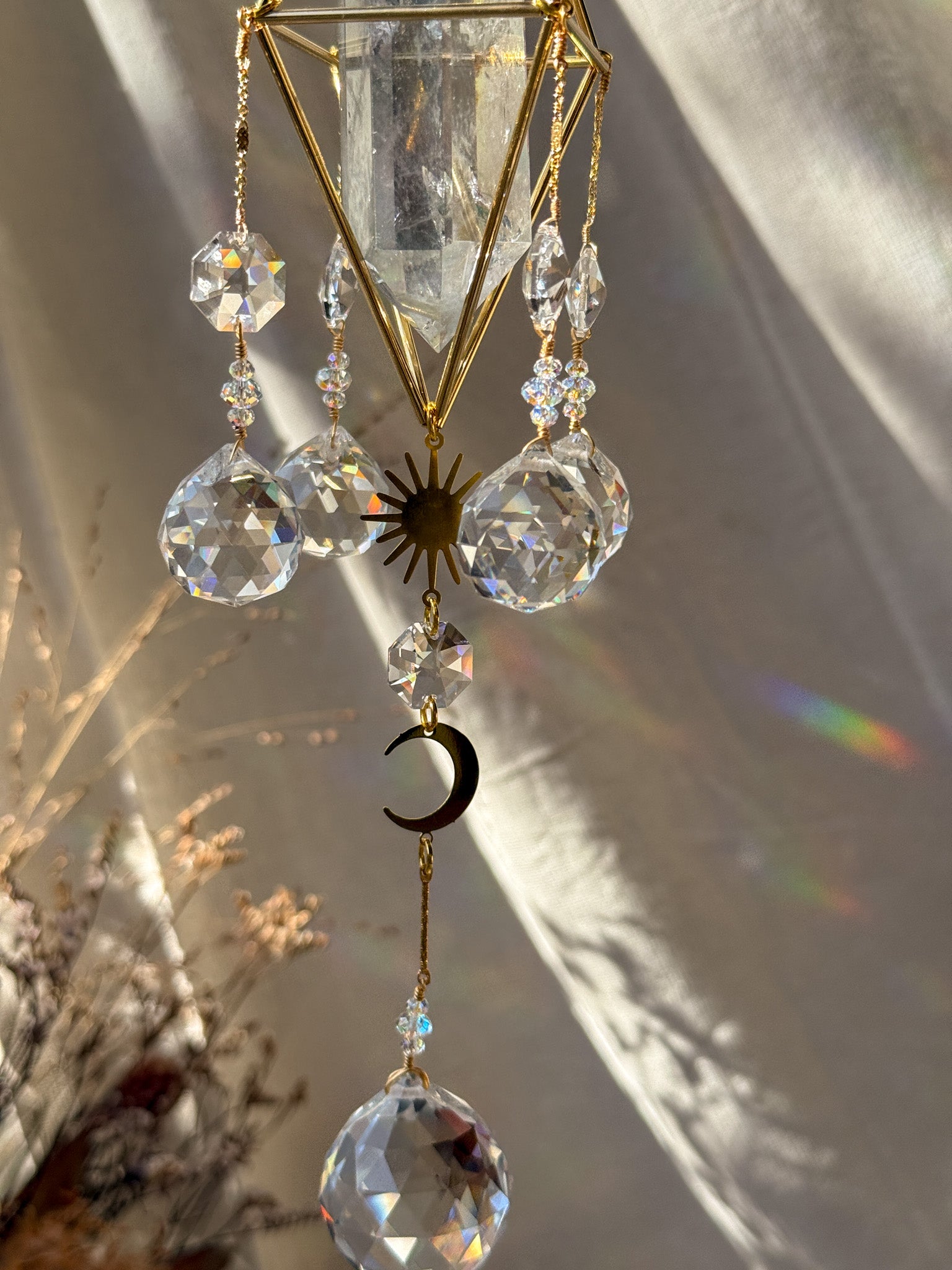 SUN and MOON - Galaxy Rainbow Aura Quartz