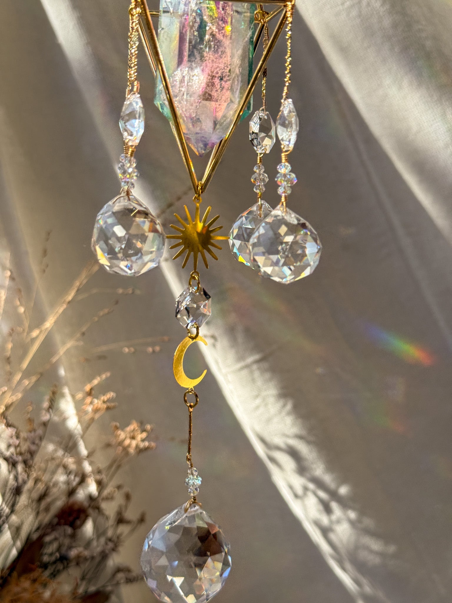 SUN and MOON - Galaxy Rainbow Aura Quartz