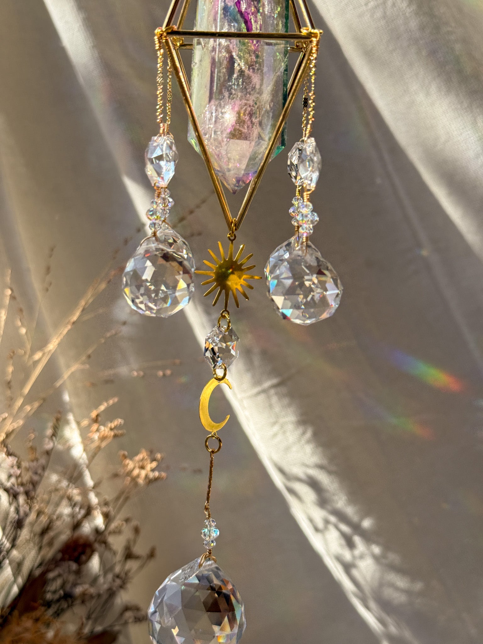 SUN and MOON - Galaxy Rainbow Aura Quartz