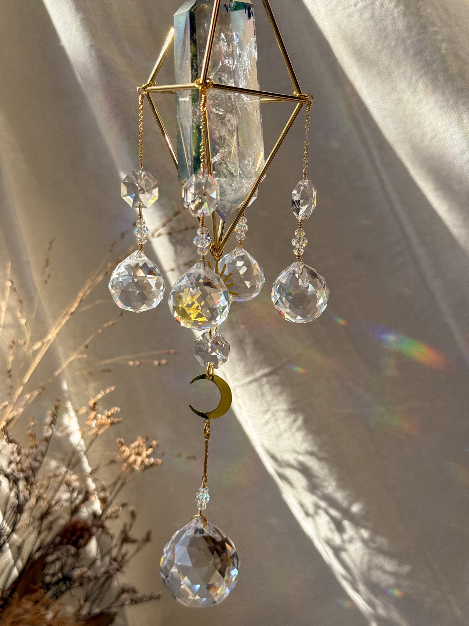 SUN and MOON - Galaxy Rainbow Aura Quartz