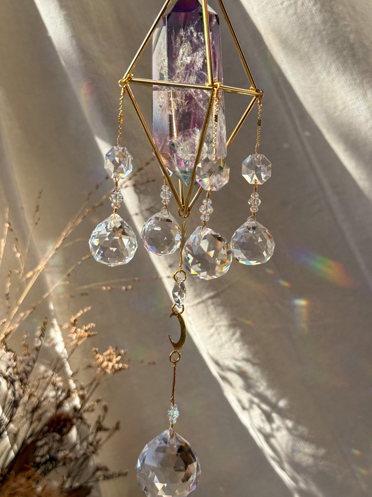 SUN and MOON - Galaxy Rainbow Aura Quartz