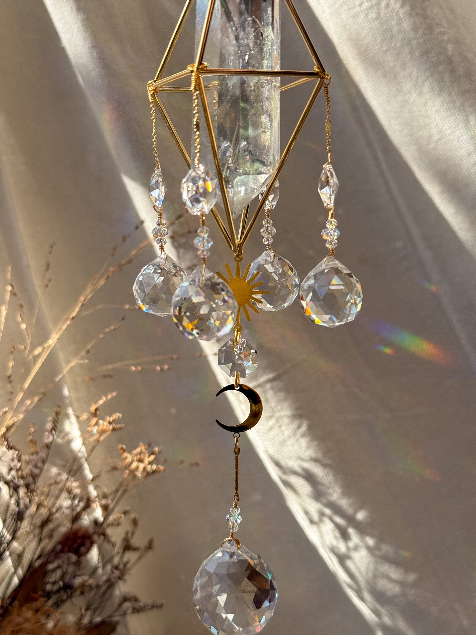 SUN and MOON - Galaxy Rainbow Aura Quartz