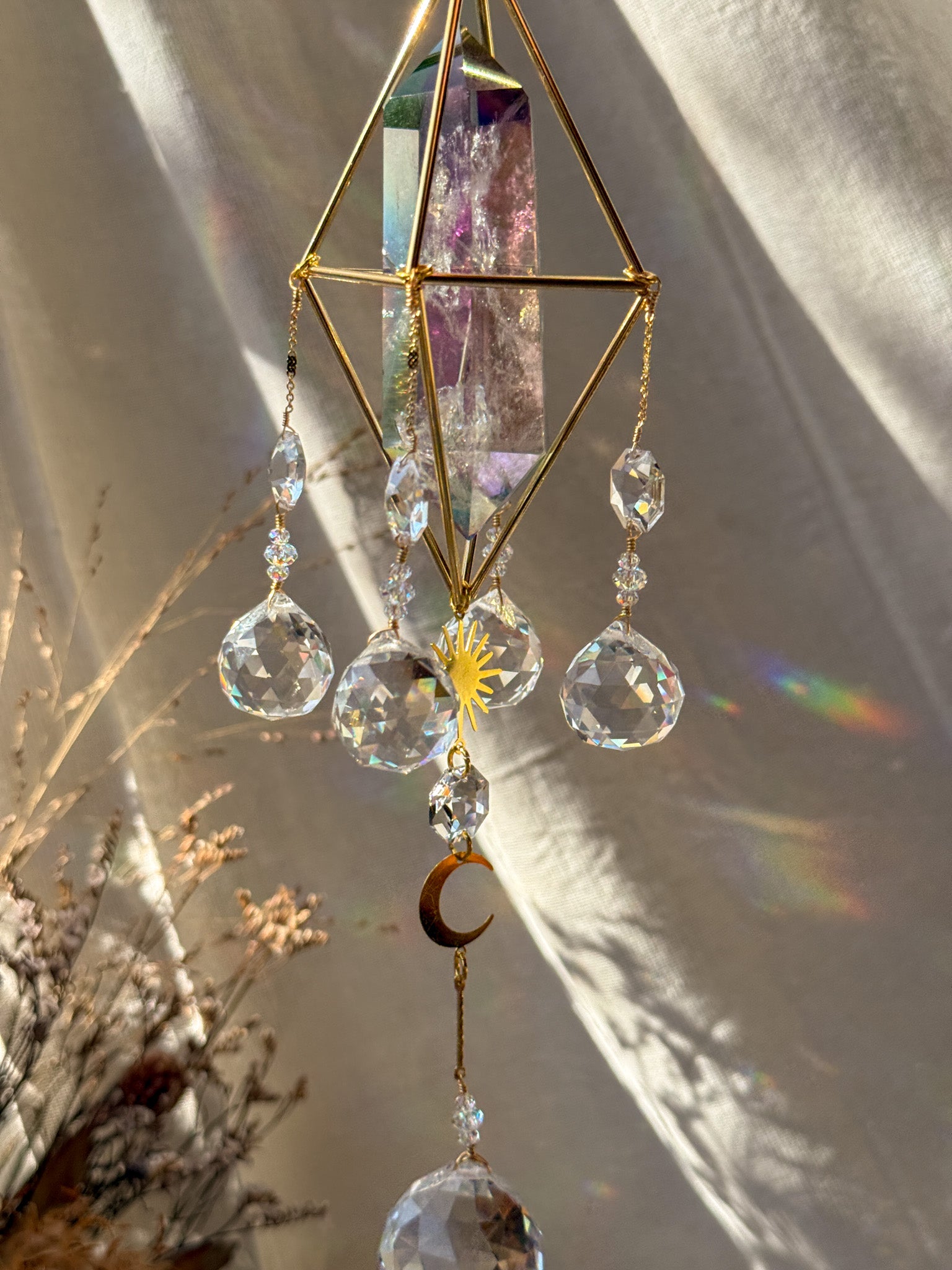 SUN and MOON - Galaxy Rainbow Aura Quartz