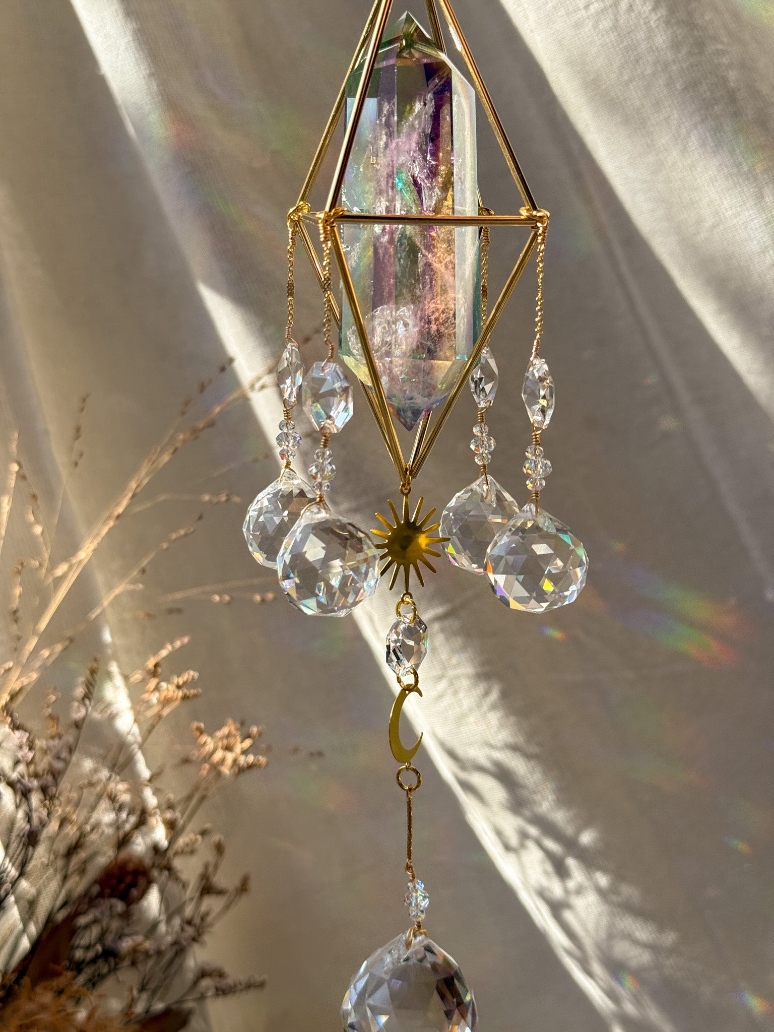 SUN and MOON - Galaxy Rainbow Aura Quartz