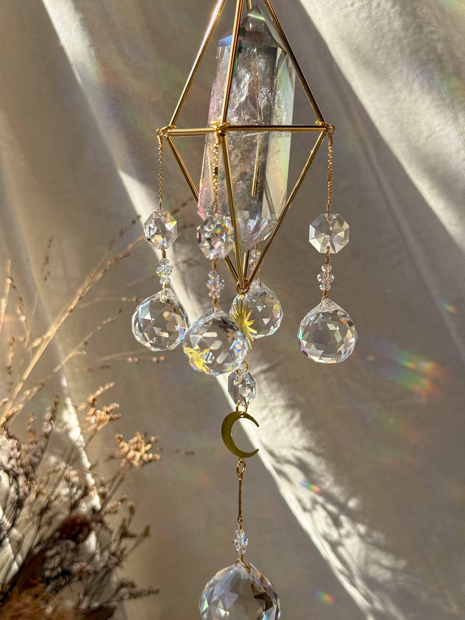 SUN and MOON - Galaxy Rainbow Aura Quartz