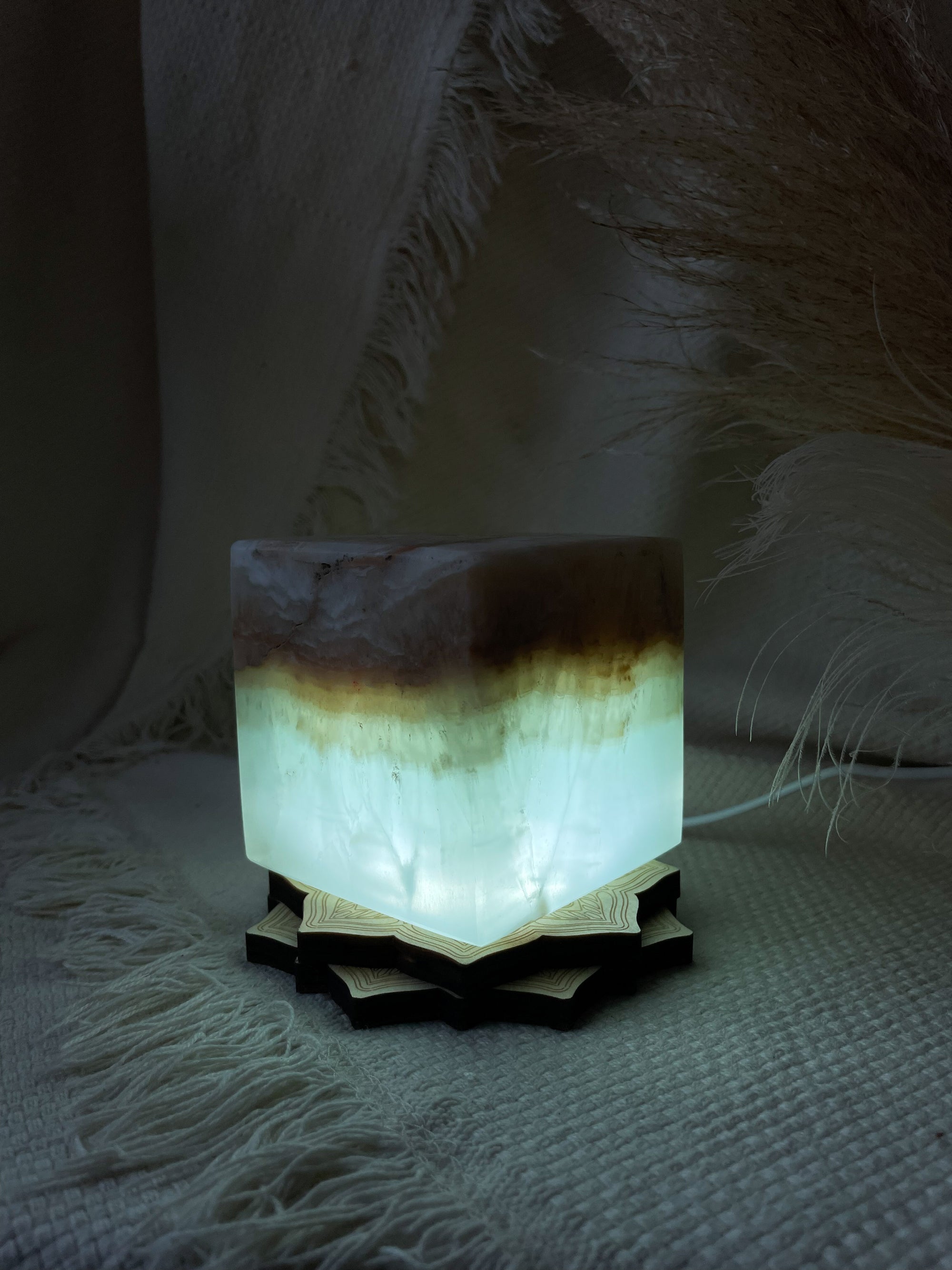 Pistàcchio Calcite Candle holder / Lamp - Cube